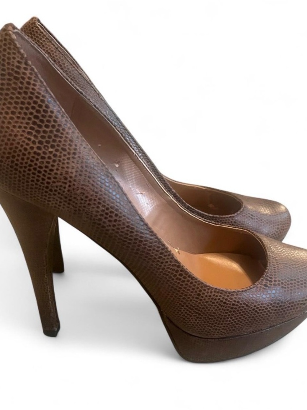 Ava‎ & Aiden Brown Textured Platform High Heel Pumps